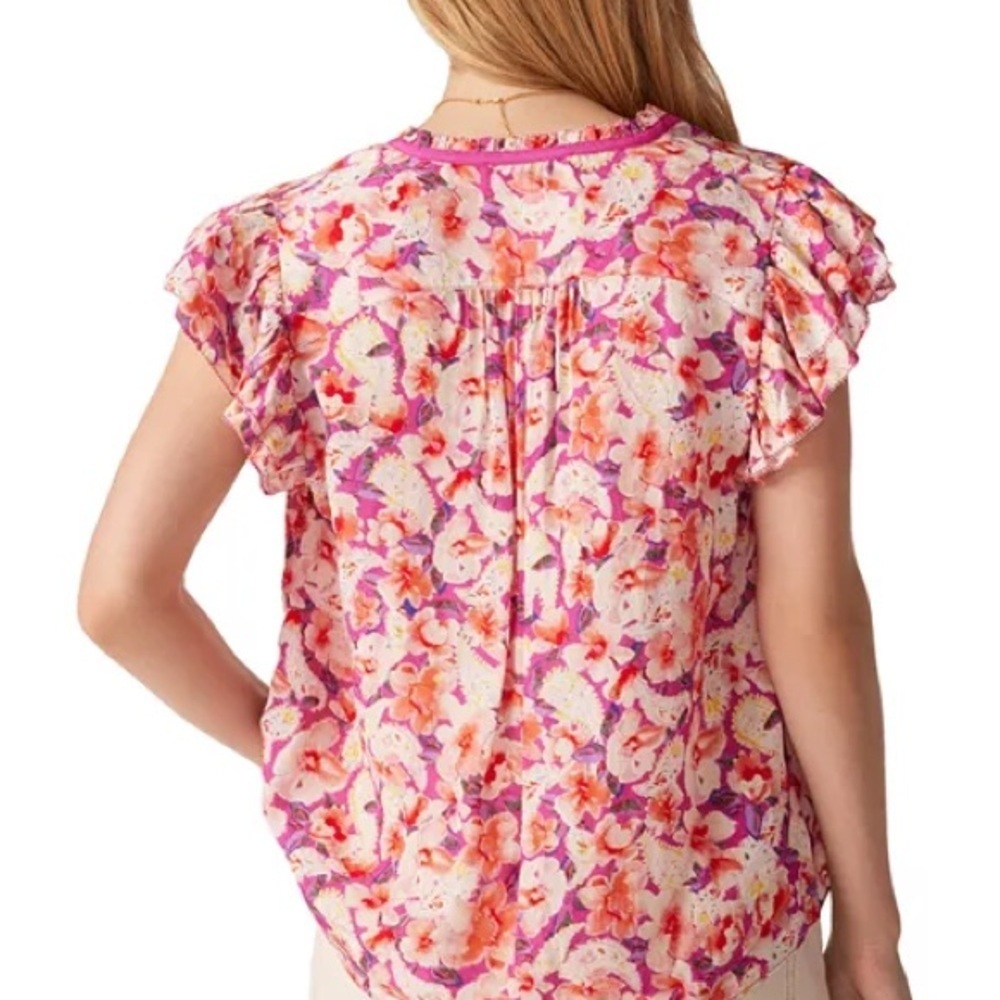 ba&sh Derick Floral Ruffle-Shoulder Top Size xs - Picture 3 of 10